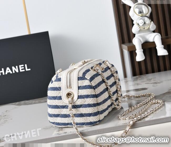 Luxury Cheap Chanel Striped Printed Fabric Clutch with Chain AP4986 Blue 2026