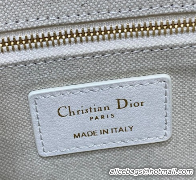 Low Price Dior Small Book Tote Bag in Multicolor Roses Embroidery and Latte White Calfskin 60126087 2026