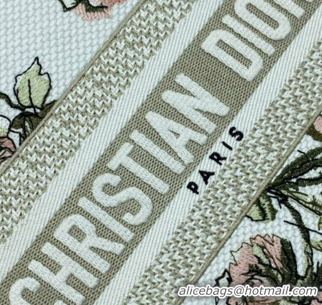 Low Price Dior Small Book Tote Bag in Multicolor Roses Embroidery and Latte White Calfskin 60126087 2026