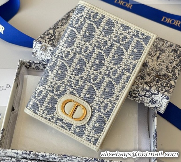 Super Dior 30 Montaigne Passport Holder in Oblique Jacquard Blue DR012607 2026