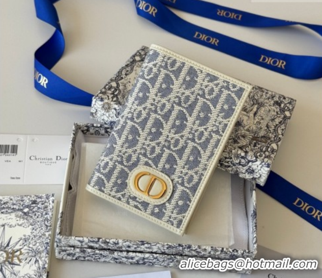 Super Dior 30 Montaigne Passport Holder in Oblique Jacquard Blue DR012607 2026
