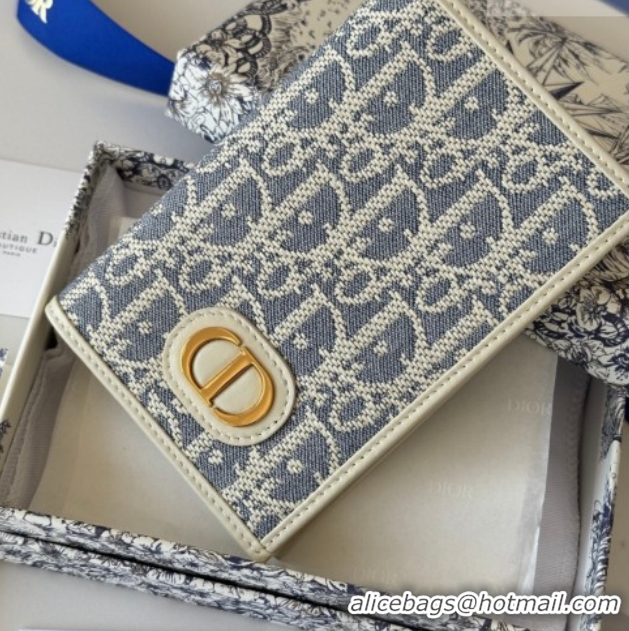 Super Dior 30 Montaigne Passport Holder in Oblique Jacquard Blue DR012607 2026