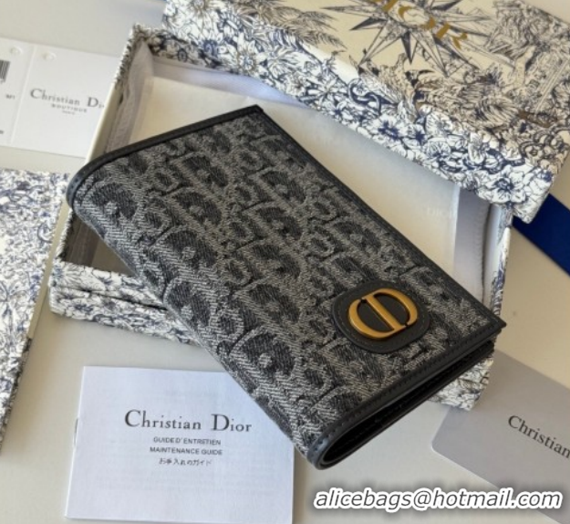 Shop Duplicate Dior 30 Montaigne Passport Holder in Oblique Jacquard DR012607 Black 2026