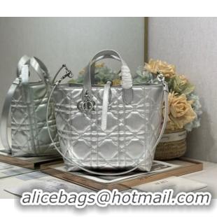Discount Dior Medium Toujours Vertical Tote Bag in Macrocannage Calfskin Silver-Tone 60126092 2026