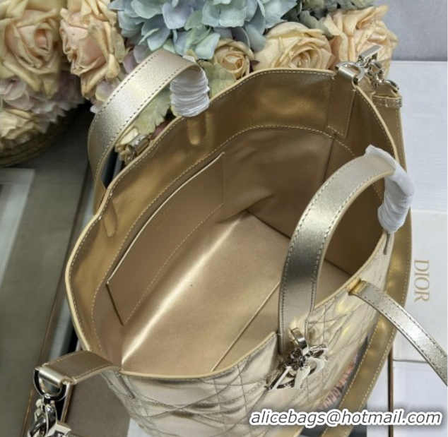 Luxury Cheap Dior Medium Toujours Vertical Tote Bag in Macrocannage Calfskin Gold-Tone 60126093 2026