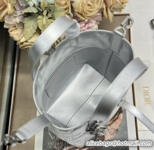 Hot Style Dior Small Toujours Vertical Tote Bag in Macrocannage Calfskin Silver-Tone 60126094 2026
