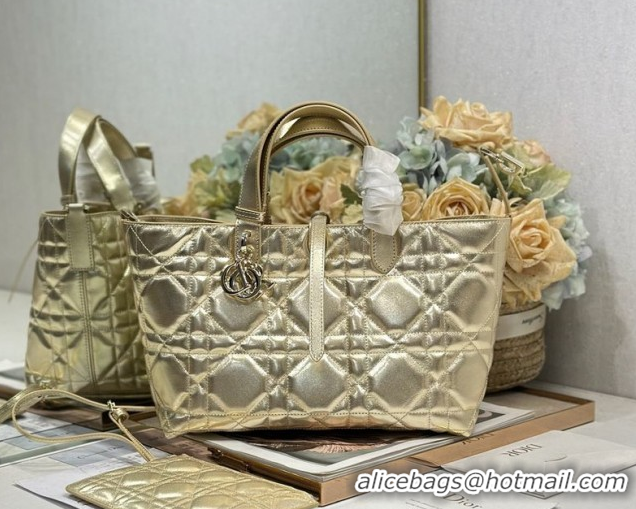 Sumptuous Dior Medium Toujours Tote bag in Macrocannage Calfskin Leather 0126099 Gold-Tone 2026