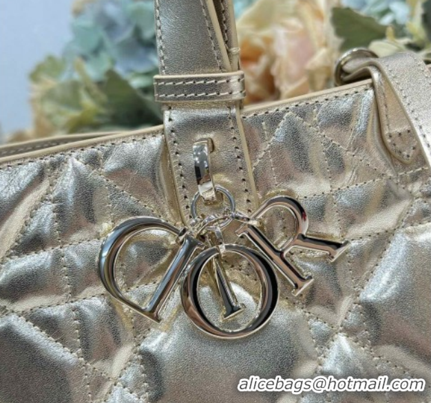 Sumptuous Dior Medium Toujours Tote bag in Macrocannage Calfskin Leather 0126099 Gold-Tone 2026