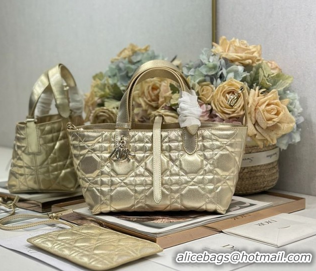 Classic Hot Dior Small Toujours Tote bag in Macrocannage Calfskin Leather 60126101 Gold-Tone 2026