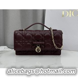 Stylish Dior My Dior Mini Bag in Cannage Lambskin Leather 0126105 Dark Burgundy 2026