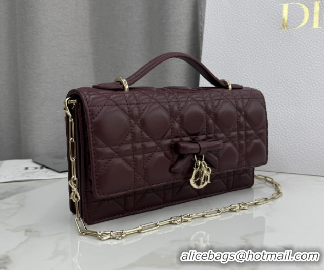 Stylish Dior My Dior Mini Bag in Cannage Lambskin Leather 0126105 Dark Burgundy 2026