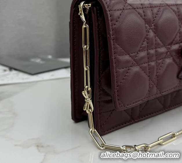Stylish Dior My Dior Mini Bag in Cannage Lambskin Leather 0126105 Dark Burgundy 2026