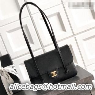 Discount Fashion Chanel Small Flap Bag in Black Grained Shiny Calfskin AS6130 Spring-Summer 2026 Pre-collection