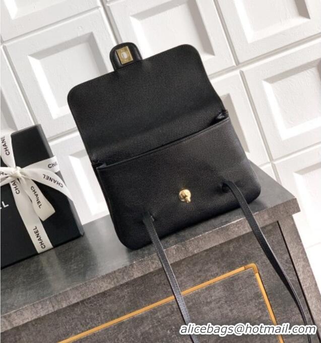 Discount Fashion Chanel Small Flap Bag in Black Grained Shiny Calfskin AS6130 Spring-Summer 2026 Pre-collection