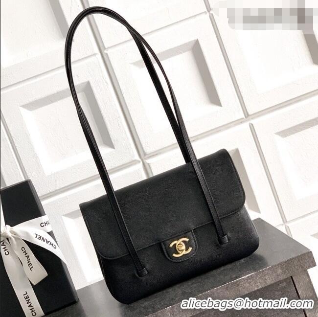 Discount Fashion Chanel Small Flap Bag in Black Grained Shiny Calfskin AS6130 Spring-Summer 2026 Pre-collection