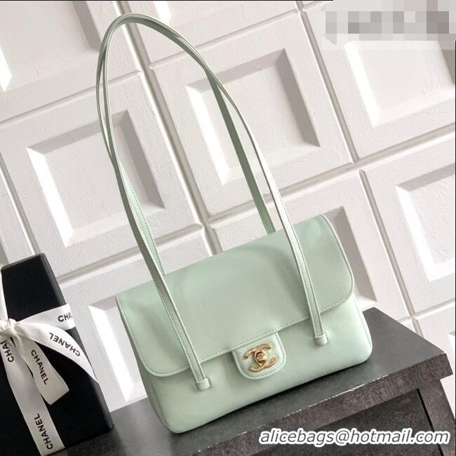 Super Quality Chanel Small Flap Bag in Light Green Grained Shiny Calfskin AS6130 Spring-Summer 2026 Pre-collection