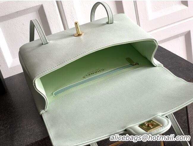 Super Quality Chanel Small Flap Bag in Light Green Grained Shiny Calfskin AS6130 Spring-Summer 2026 Pre-collection