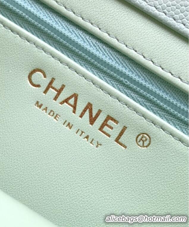 Super Quality Chanel Small Flap Bag in Light Green Grained Shiny Calfskin AS6130 Spring-Summer 2026 Pre-collection