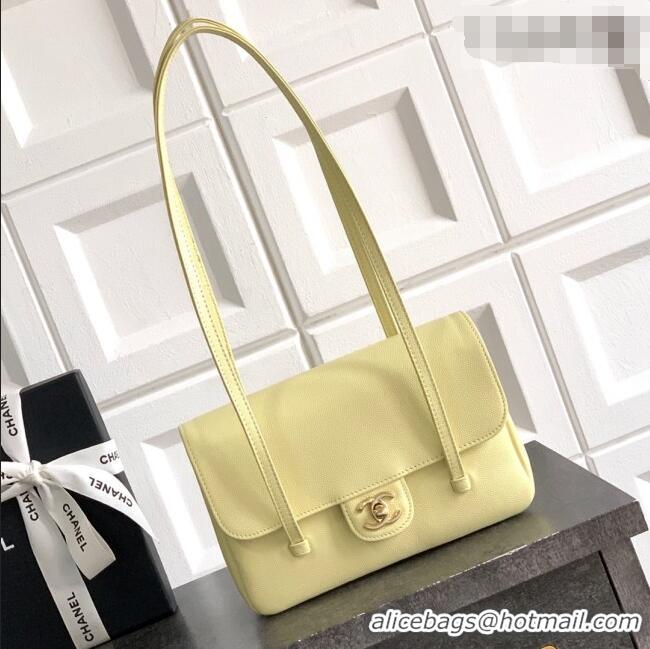 Top Grade Chanel Small Flap Bag in Yellow Grained Shiny Calfskin AS6130 Spring-Summer 2026 Pre-collection
