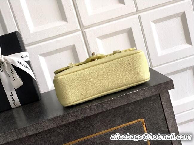 Top Grade Chanel Small Flap Bag in Yellow Grained Shiny Calfskin AS6130 Spring-Summer 2026 Pre-collection