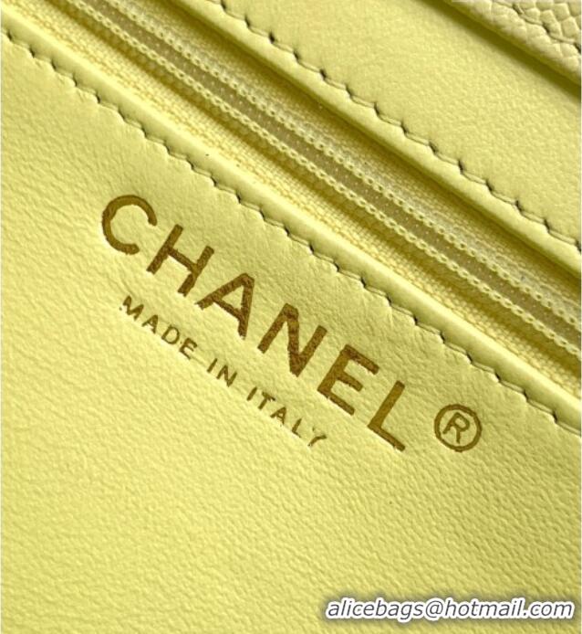 Top Grade Chanel Small Flap Bag in Yellow Grained Shiny Calfskin AS6130 Spring-Summer 2026 Pre-collection
