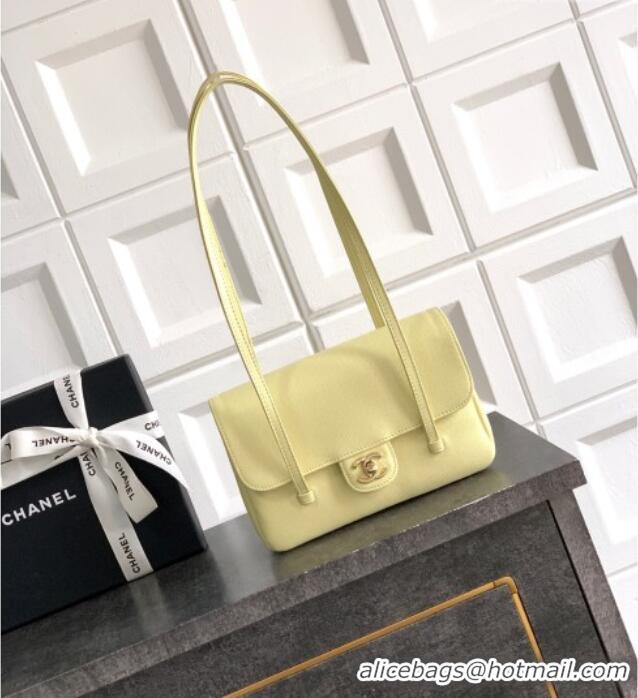 Top Grade Chanel Small Flap Bag in Yellow Grained Shiny Calfskin AS6130 Spring-Summer 2026 Pre-collection