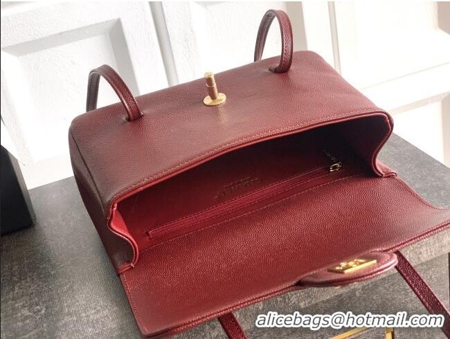 Promotional Chanel Small Flap Bag in Burgundy Grained Shiny Calfskin AS6130 Spring-Summer 2026 Pre-collection