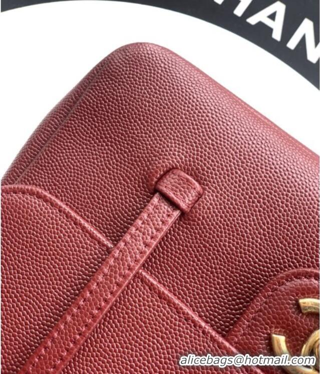Promotional Chanel Small Flap Bag in Burgundy Grained Shiny Calfskin AS6130 Spring-Summer 2026 Pre-collection