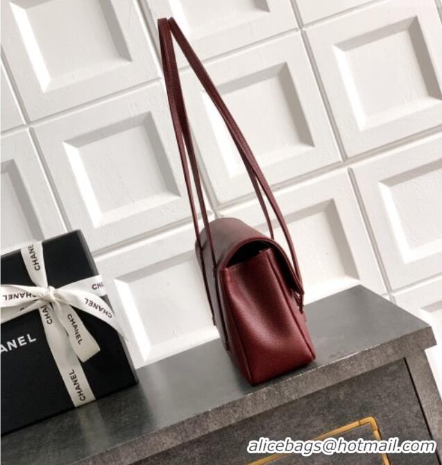 Promotional Chanel Small Flap Bag in Burgundy Grained Shiny Calfskin AS6130 Spring-Summer 2026 Pre-collection