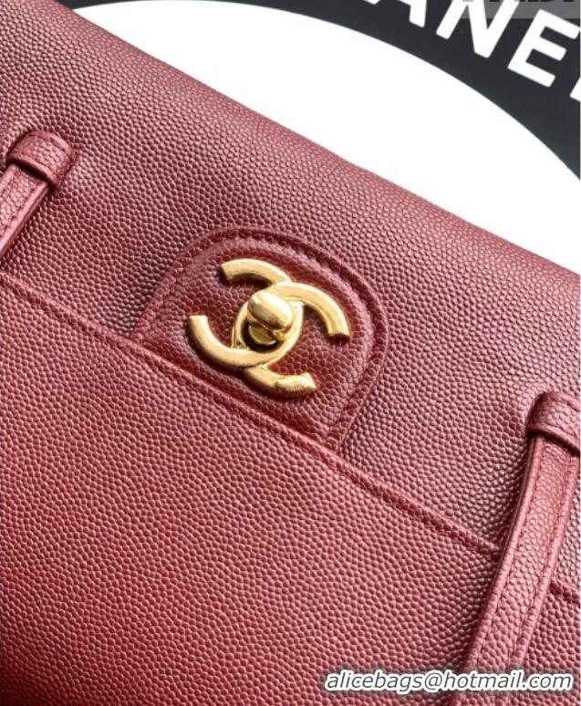 Promotional Chanel Small Flap Bag in Burgundy Grained Shiny Calfskin AS6130 Spring-Summer 2026 Pre-collection