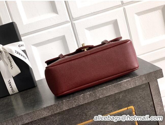 Promotional Chanel Small Flap Bag in Burgundy Grained Shiny Calfskin AS6130 Spring-Summer 2026 Pre-collection