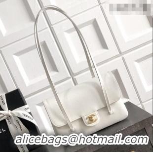 Fashion Discount Chanel Small Flap Bag in White Grained Shiny Calfskin AS6130 Spring-Summer 2026 Pre-collection
