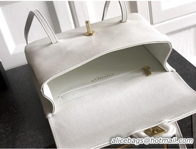 Fashion Discount Chanel Small Flap Bag in White Grained Shiny Calfskin AS6130 Spring-Summer 2026 Pre-collection