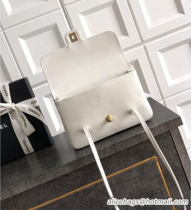 Fashion Discount Chanel Small Flap Bag in White Grained Shiny Calfskin AS6130 Spring-Summer 2026 Pre-collection