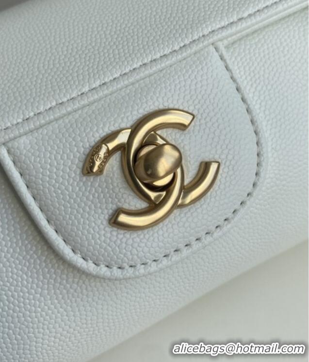 Well Crafted Chanel Small Bowling Bag in White Grained Shiny Calfskin AS6130 Spring-Summer 2026 (Pre-order)