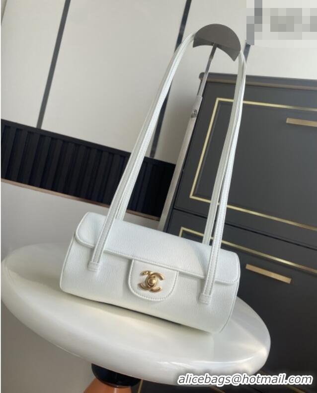 Well Crafted Chanel Small Bowling Bag in White Grained Shiny Calfskin AS6130 Spring-Summer 2026 (Pre-order)