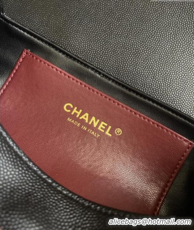 Top Design Chanel Small Bowling Bag in Black Grained Shiny Calfskin AS6130 Spring-Summer 2026 (Pre-order)