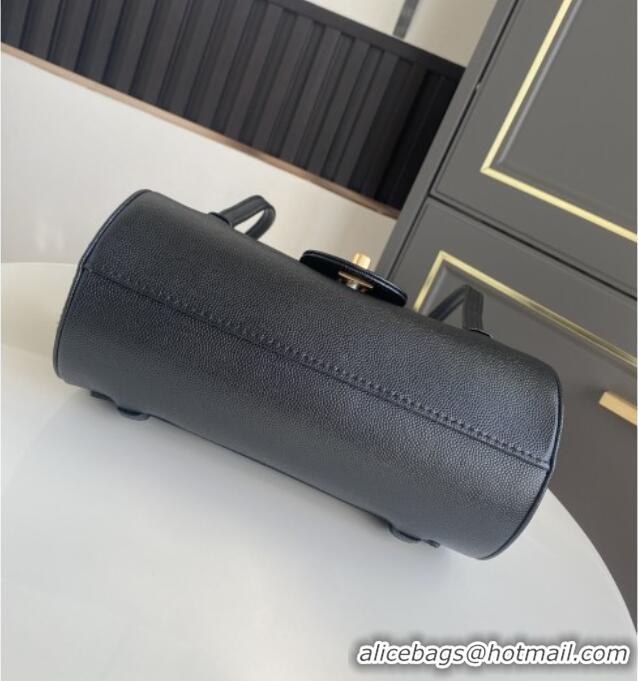 Top Design Chanel Small Bowling Bag in Black Grained Shiny Calfskin AS6130 Spring-Summer 2026 (Pre-order)