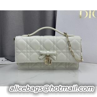Luxury Dior My Dior Mini Bag in Cannage Lambskin Leather with Bow White/Gold 0126110 2026