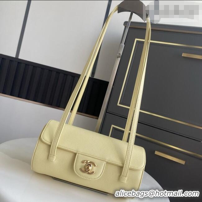 Trendy Design Chanel Small Bowling Bag in Yellow Grained Shiny Calfskin AS6130 Spring-Summer 2026 (Pre-order)