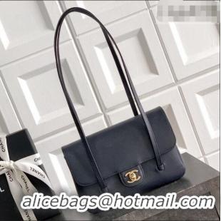 Popular Style Chanel Small Flap Bag in Navy Blue Grained Shiny Calfskin AS6130 Spring-Summer 2026 Pre-collection