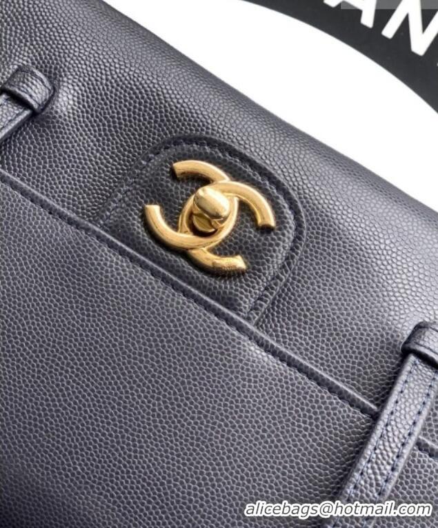 Popular Style Chanel Small Flap Bag in Navy Blue Grained Shiny Calfskin AS6130 Spring-Summer 2026 Pre-collection