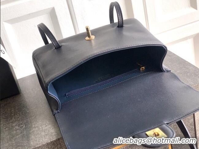 Popular Style Chanel Small Flap Bag in Navy Blue Grained Shiny Calfskin AS6130 Spring-Summer 2026 Pre-collection