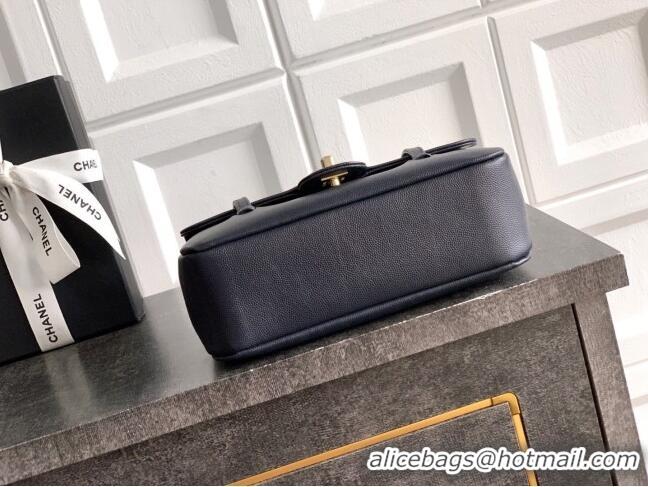 Popular Style Chanel Small Flap Bag in Navy Blue Grained Shiny Calfskin AS6130 Spring-Summer 2026 Pre-collection