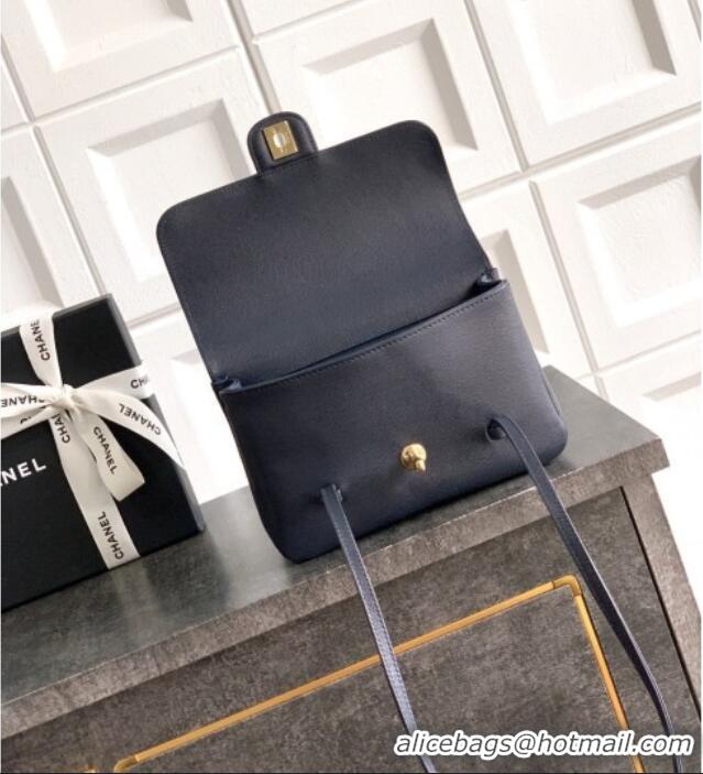 Popular Style Chanel Small Flap Bag in Navy Blue Grained Shiny Calfskin AS6130 Spring-Summer 2026 Pre-collection