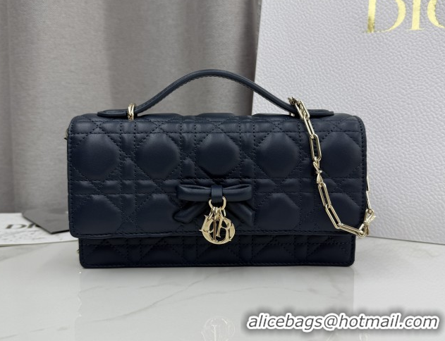 Stylish Dior My Dior Mini Bag in Cannage Lambskin Leather Midnight Blue 0126111 2026