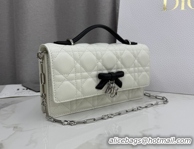 1:1 aaaaa Dior My Dior Mini Bag in Cannage Lambskin Leather with Bow White/Black 0126114 2026