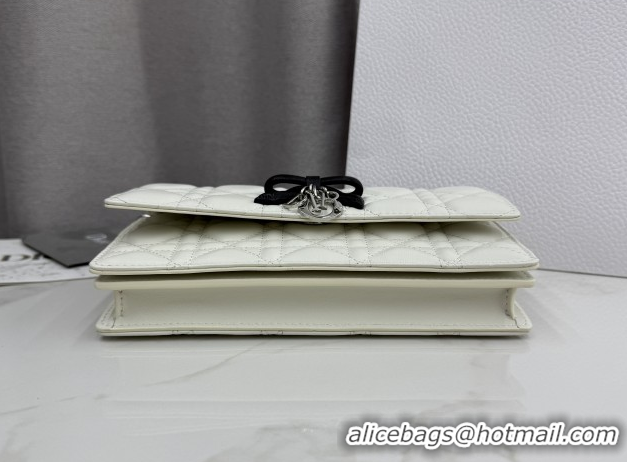 1:1 aaaaa Dior My Dior Mini Bag in Cannage Lambskin Leather with Bow White/Black 0126114 2026