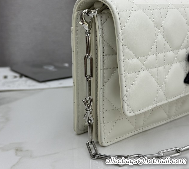 1:1 aaaaa Dior My Dior Mini Bag in Cannage Lambskin Leather with Bow White/Black 0126114 2026