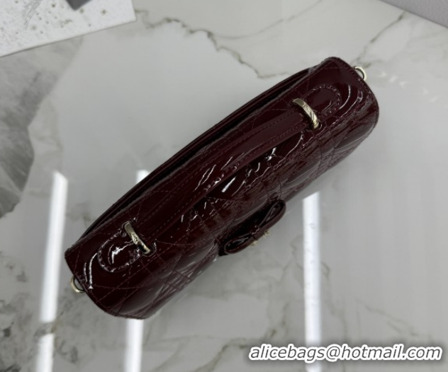 1:1 Dior My Dior Mini Bag in Patent Cannage Leather with Bow Burgundy 0126115 2026